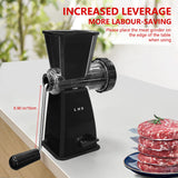 LHS Manual Meat Grinder with Stainless Steel Blades Heavy Duty Powerful Suction Base for Home Use Fast and Effortless for All Meats-Black