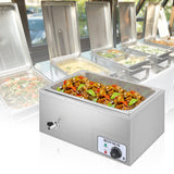 ROVSUN 2-Pack 21QT Full Pan Commercial Food Warmer, 110V Stainless Steel Bain Marie Buffet Electric Food Warmer, Stove Steam Table with Temperature Control & Lid for Parties, Catering, Restaurants
