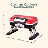 Petit Gourmet Portable Tabletop Propane Gas Grill, Red 17.6 x 18.6 x 11.8-Inch Cuisinart