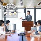 Floor Standing Podium Speaking Lectern Stand, Portable Podium Stand with Storage, Wooden Podium Pulpit for Churches