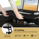 GIANTEX Lift Top Coffee Table, Modern Cocktail Table with Hidden Compartment, Open Shelf & Cabinet, Wooden Flip Top Center Table, Pull up Coffee Table for Home Office, Living Room (Black)