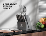 ASETY Knife Set - Ultra Sharp Knives Set for Kitchen with block, 15 PCS Stainless Steel Knife Set with Built-in Sharpener, Ergonomic Non-Slip Handle, Elegant Box for Men Women, Fathers day