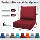 Belord Luxury 6" Thick Outdoor Cushion 10 Set - 24 x24 Inch 28D Sponge Filling Fade-Resistant Chair Cushion