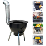 Multifunction Wood Burning Stove with Grill Rack,Large Portable Charcoal Grill,Rocket Stove for Outdoor/Backyard Cooking,Off Grid Living Supplies