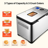 Happybuy Bread Maker, Dough Machine(19-in-1 2LB), Nonstick Ceramic Pan Automatic Breadmaker with Gluten Free Setting, Whole Wheat Bread Making, Digital, Programmable, 3 Loaf Sizes, 3 Crust Colors