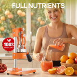 ARINOO Kitchen Cast Iron Citrus Juicer,Manual Hand Press Orange Juicer,Heavy Duty Countertop Squeezer for Lemon,Orange, Easy to Use & Clean（Orange)