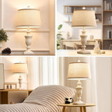 SAIWEYA 23" Farmhouse Table Lamps Set of 2, 3 Way Dimmable Lamps with 2 LED Bulbs and Rocker Switch, Vintage Nightstand Lamp for Bedroom Living Room Office End Table Entryway, White