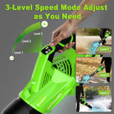 Leaf Blower Cordless, New Upgraded 1200W Brushless Motor Leaf Blower, 700CFM 200MPH with 3 Speed Modes, 160Mins Max Runtime, Handheld Electric Blower for Lawn Care, Yard, Dust & Snow (Green)