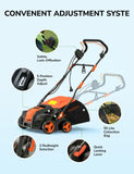 Aspiron 16” Artificial Turf Sweeper, 2000w Artificial Turf Vacuum Grass Sweeper 15 Amp Lawn Sweeper Yard Power Brush with 55L Removable Leaf Collection Bag, Quick-Fold, Keeps Clear Sweepy Box, Pumpkin
