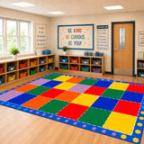 Large Classroom Rug 7'7" x 13' with 28 Seats for Preschool & Elementary