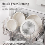 Bazova 22-Piece Pots and Pans Set Non Stick with Removable Handles, Ceramic Cookware Set, Large-Capacity & Non Toxic, Induction & RV Compatible, Dishwasher Safe, PFAS/PTFE/PFOA Free, White