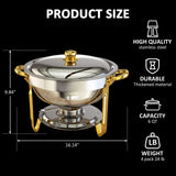 Chafing Dishes for Buffet, 4 Pack 6QT Round Chafing Dish Buffet Set [Elegant Gold and Silver Colors] Stainless Steel Buffet Servers and Warmers for Catering Events Parties Dinners with Complete Set