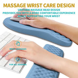 Hokafenle 2 in 1 Ergonomic Mouse Pad Wrist Support & Wrist Rest for Computer Keyboard Set, with Relieve Carpal Tunnel Pain Massage Bulge and Full Memory Gel Design (2In1 Set, Lake Blue)