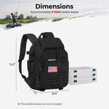 Piscifun Fishing Tackle Backpack with Rod & Gear Holder, Lightweight Outdoor Water-Resistant Fishing Shoulder Storage Bag with Protective Rain Cover, Black