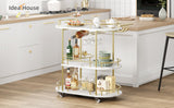 CABIHOME Gold 3-Tier Rotating Bar Cart with Wheels, Modern Serving Cart for Kitchen, Living Room, Dining Room