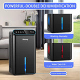 Dehumidifier for Home 1000 sq.ft - Small Quiet Dehumidifier with Auto Shut Off, Aromatherapy, 3 Gear Timer, Sleep Mode, 7-Color LED Light, Drain Hose for Bedroom, Bathroom, Basement, RV(Matte Black)
