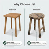 Pinyunxuan Solid Wood Square Stool, Wooden Shower Stool 30 * 30 * 43cm