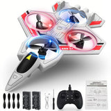 RGIMF RC Planes with Light, Remote Control Airplanes, RC Airplane Fighter Jet, 360° Flip, Stunt Roll, Drones for Men, Remote Control Plane (White - Plastic)