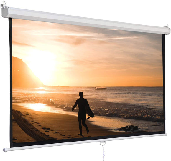 120'' Projector Screen Projection Screen Manual Pull Down HD Screen 1:1 Format SUPER DEAL