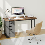 Computer Desk with 5 Drawers, 47 Inch Modern Simple Study Writing Desk with Storage, Rustic Home Office Desk