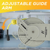 M MINGLE Retractable Pressure Washer Hose Reel, 1/4" × 60ft Heavy Duty Professional Hose Reel, Auto Rewind Power Washer Hose Reel, Wall/Floor Mounted, 3600 PSI