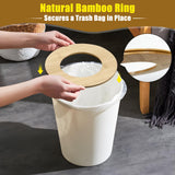 Ciao Stilista White Trash Can for Bedroom with Bamboo Lid, 2.4 Gallon Open Top Trash Can 2 Pack, Modern Aesthetic Garbage Can for Room Office Living Room, Small Bathroom Trash Bin Boho Style