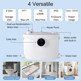 Simple Project 750W PRO Macerating Toilet System for Basement with 4-Inlet
