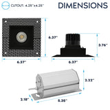 LUXRITE 1-Head Regressed Trimless Gimbal LED Recessed Spotlight, 360°+15° Swivel Rotation, 5CCT 2700K-5000K, CRI90, 15W, 1000 Lumens, 60° Beam, Square Black, Dual Dimmable, IC & Wet Rated (4 Pack)