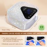 Okasiuv UV LED Nail Lamp with UV Gloves,Magnetic Metal Mirror Base Cordless Nail Dryer, Gel Polish Curing Light with 4 Timers,Touch Control Display,Auto Sensor for Professional Salon & Home
