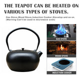SECHUDO 67.6oz Large Cast Iron Teapot and Cups Set, Black Enameled Tea Kettle for Stovetop, Heavy and Durable Tea Pot with Stainless Steel for Loose Tea, Chinese Tea Set for Gift, 2000ML