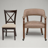 Set of 4 Dining Chairs with Casters and Arms, Rolling Dining Chairs with Wheels for Elderly