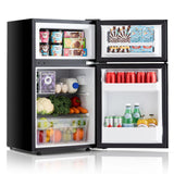 DOGHLY 3.2 Cu.Ft Mini Fridge with Freezer, 2 Door Compact Refrigerator with 3 Adjustable Thermostat, Low Noise, Removable Shelf, Small Refrigerator for Dorm, Office, Bedroom, Black