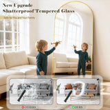 WISSMIELS 26x71 Inch Full Body Mirror - Large Arched Full Length Mirror with Stand Aluminum Frame Wall Mounted Leaning for Bedroom Living Room