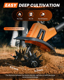 Saker 22V Cordless Electric Garden Tiller Cultivator, Rototiller for Gardening with 3 Adjustable Speed, 9-Inch Tilling Width, 6.3-Inch Depth for Soil Preparation, Weeding, and Gardening SK-TC18A