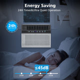 Cowsar U-Shaped Window Air Conditioner, 10000 BTU Air Conditioner Window Unit for 450 Sq.Ft, Quiet AC with Smart Remote & 24H Timer, 6-Mode Energy Saving, Easy Install for Bedroom Living Room