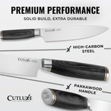 Cutluxe 3-Piece Chef Knife Set – Ultra Sharp Japanese Kitchen Knives, High Carbon Stainless Steel Blades, Full Tang Pakkawood Handles – Shinobi Series