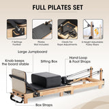 Pilates Reformer, PAETA 92" Wooden Pilates Reformer Machine with Springs