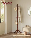 Solid Wood Coat Rack and Stand, Free Standing Hall Coat Tree with 10 Hooks for Hats, Bags, Purses VASAGLE