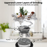 GarveeTech Garbage Disposal 1/2 HP, Continuous Feed Food Waste Disposer with Air Switch & Flange Seal, Stainless Steel Garbage Disposer, Compact Food Waste Grinder for Kitchen Sink, Grey