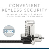 Kensington universal 3-in-1 2.0 combination laptop lock, fits T-bar, nano, N17, wedge-shaped lock types, 6-foot computer security locking cable, compatible with dell, HP, lenovo - resettable, K63394WW
