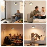 Mingfitow Floor Lamps for Living Room,80" Arc Floor Lamp,with Dimmer Adjustable Brightness,Modern Floor Lamp for Bedroom,Dining Rooms,Office,Corner Lamp with Chrome Bell Shaped Lampshade