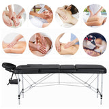 Massage Tables Portable Tattoo Table Adjustable Lash Bed Aluminium 3 Folding Spa Bed with Non-Woven Bag 24 inch Wide Black Yaheetech
