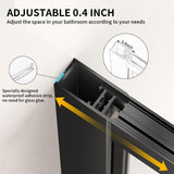 36" W x 73" H Shower Door, Shower Glass Panel for Open Walk-in Bathroom, Clear Tempered Glass Shower Screen,Matte Black Finish, No Need for Glue, 12 Grids