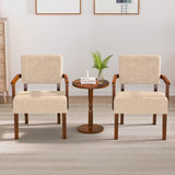 FAGAGA Accent Chairs Set of 2, 2 Solid Wood Armchairs with Side Table