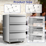 Tylza 3 Drawers Beverage Refrigerator, 190 Cans 24'' Beverage Fridge with Wheels, Outdoor Waterproof, All Stainless Steel Body