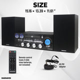 Magnavox MM451 3-Piece Tray Loading CD Shelf System with Digital PLL FM Stereo Radio, Bluetooth Wireless Technology, and Remote Control in Black | LCD Display | AUX Port Compatible |