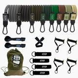 Bodylastics Pro Series Resistance Band Set - Resistance Bands, Handles, Ankle Straps, Door Anchor, Carry Bag Heavy-Duty Exercise Bands Clips and Snap Reduction Tech (3-560 Lbs Set Camo)