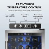 Electactic Wine Cooler 37 Bottle Freestanding Fridge with Stainless Steel Reversible Glass Door for Home Kitchen Bar, 4.5 Cu.ft Silver
