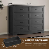 BORNOON 8-Drawer Dresser for Bedroom, Modern Wooden Chest of Drawers with Metal Handles, Anti-Tipping Design, Sturdy and Stable Storage Organizer for Living Room, Entryway, Home Office