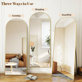 Koonmi 34"x76" Arched Full Length Mirror, Gold Large Floor Mirror with Aluminum Alloy Frame, Standing, Hanging or Leaning Wall-Mounted Vanity Mirror for Living Room and Bedroom